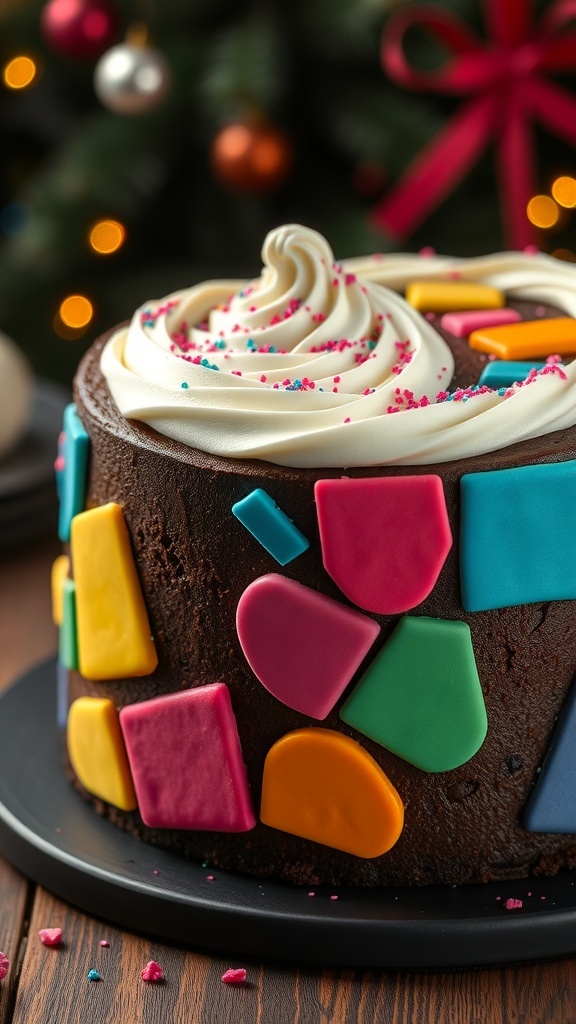 Chocolate patchwork cake inspired by Sally from 